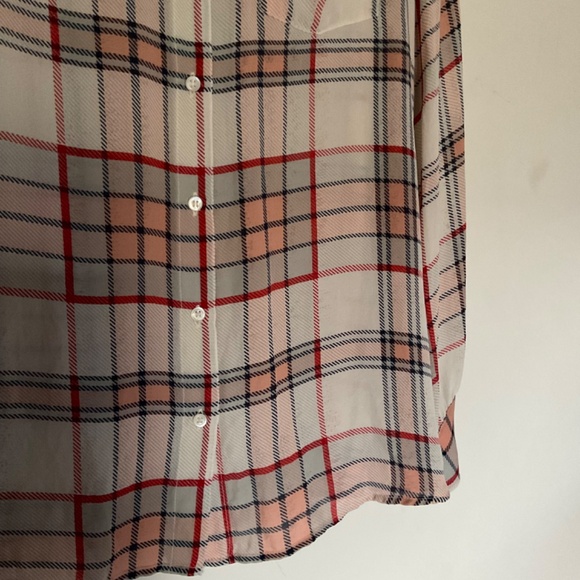 Joie Plaid Silk Blouse Size M - Picture 4 of 5